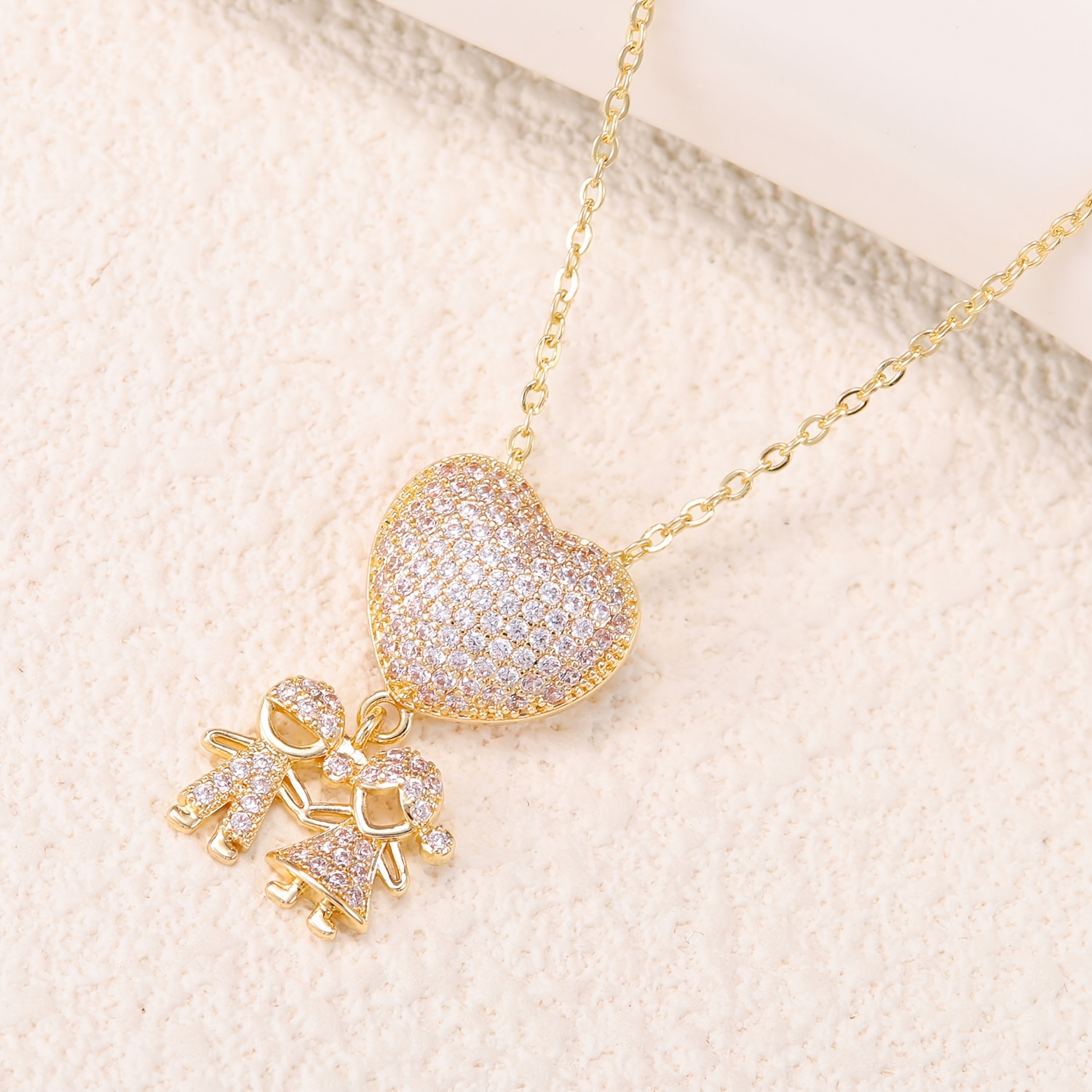 Women's Full-Heart Holding Hands Figurine Necklace